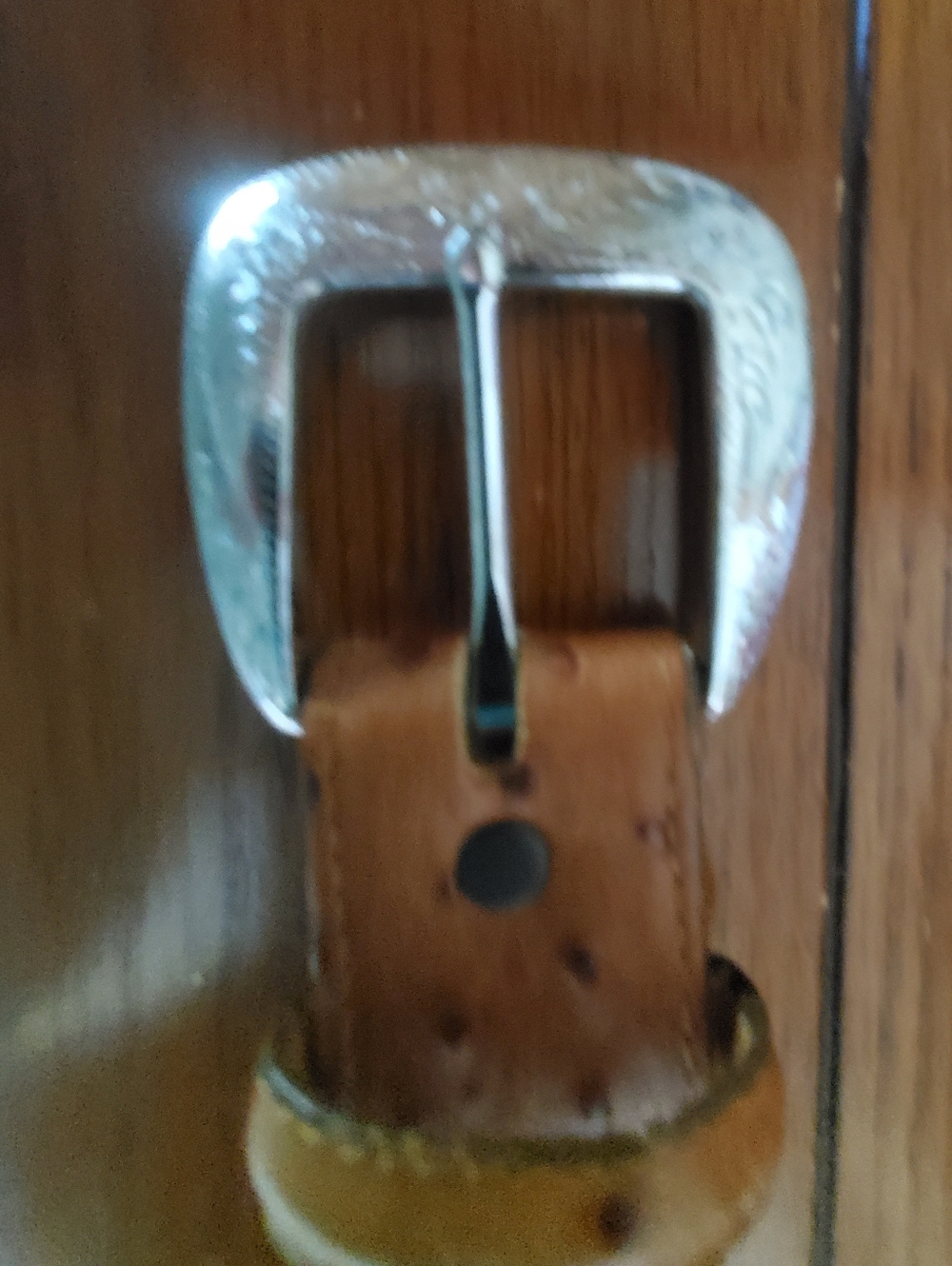 Tony Lama Tan Leather Ostrich Belt with Silver Buckle